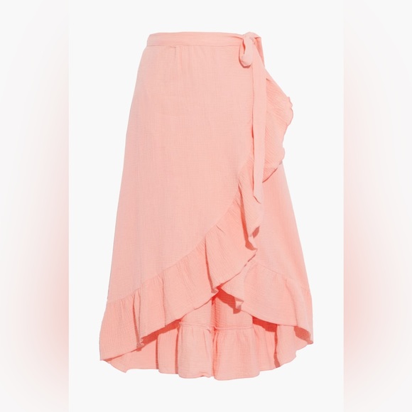 EBERJEY Nomad Roxanna ruffled cotton gauze wrap skirt swim coverup size S/M - Picture 2 of 5